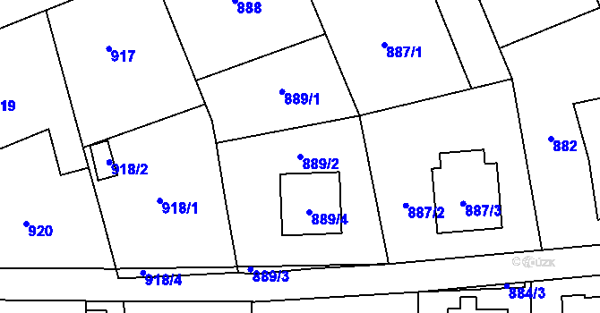 Parcela st. 889/2 v KÚ Bystřice nad Pernštejnem, Katastrální mapa