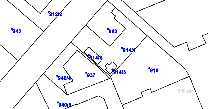 Parcela st. 914 v KÚ Bystřice nad Pernštejnem, Katastrální mapa
