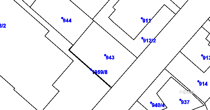 Parcela st. 943 v KÚ Bystřice nad Pernštejnem, Katastrální mapa