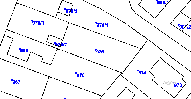 Parcela st. 976 v KÚ Bystřice nad Pernštejnem, Katastrální mapa