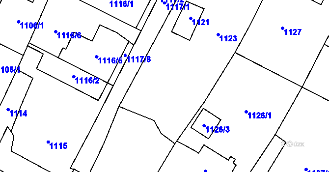 Parcela st. 1119 v KÚ Bystřice nad Pernštejnem, Katastrální mapa
