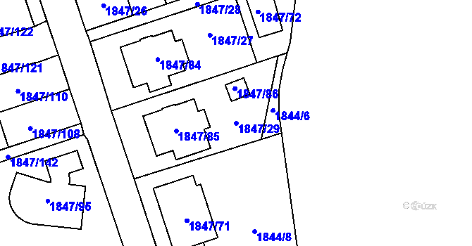 Parcela st. 1847/29 v KÚ Bystřice nad Pernštejnem, Katastrální mapa