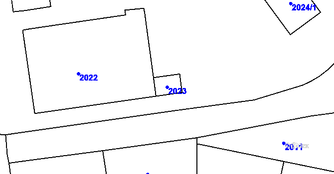 Parcela st. 2023 v KÚ Bystřice nad Pernštejnem, Katastrální mapa
