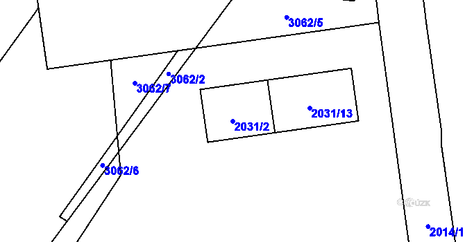 Parcela st. 2031/2 v KÚ Bystřice nad Pernštejnem, Katastrální mapa