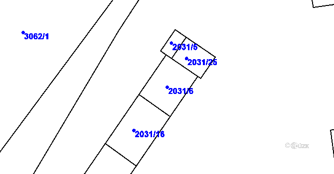 Parcela st. 2031/6 v KÚ Bystřice nad Pernštejnem, Katastrální mapa
