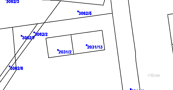 Parcela st. 2031/13 v KÚ Bystřice nad Pernštejnem, Katastrální mapa