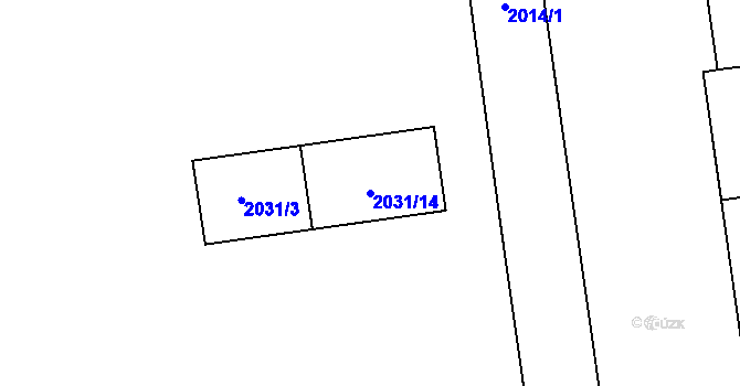 Parcela st. 2031/14 v KÚ Bystřice nad Pernštejnem, Katastrální mapa