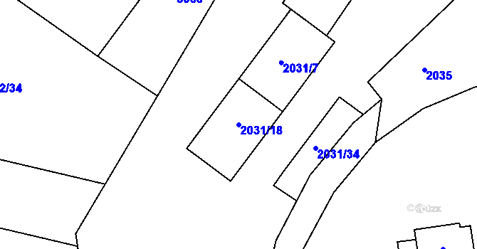 Parcela st. 2031/18 v KÚ Bystřice nad Pernštejnem, Katastrální mapa