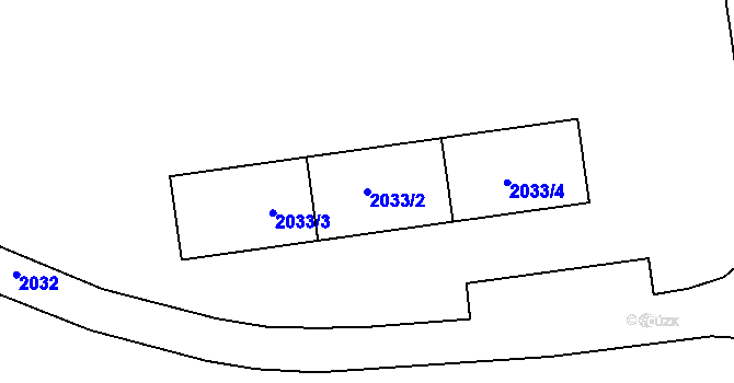 Parcela st. 2033/2 v KÚ Bystřice nad Pernštejnem, Katastrální mapa