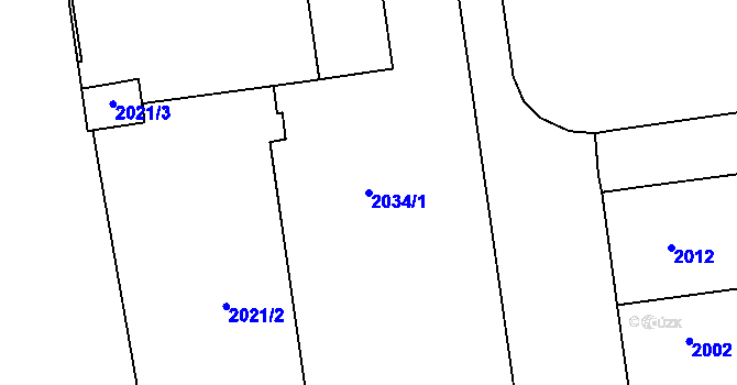 Parcela st. 2034/1 v KÚ Bystřice nad Pernštejnem, Katastrální mapa