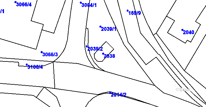 Parcela st. 2038 v KÚ Bystřice nad Pernštejnem, Katastrální mapa