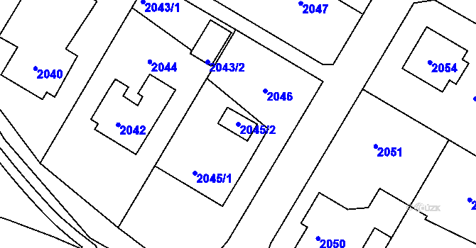 Parcela st. 2045/2 v KÚ Bystřice nad Pernštejnem, Katastrální mapa