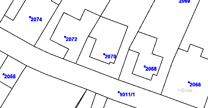 Parcela st. 2070 v KÚ Bystřice nad Pernštejnem, Katastrální mapa
