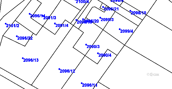 Parcela st. 2090/3 v KÚ Bystřice nad Pernštejnem, Katastrální mapa