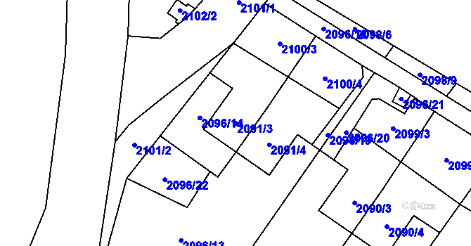 Parcela st. 2091/3 v KÚ Bystřice nad Pernštejnem, Katastrální mapa