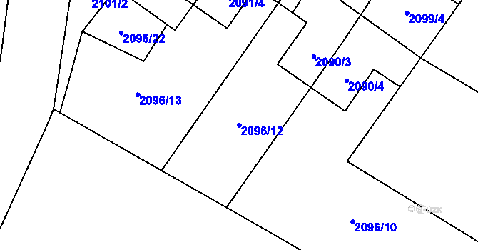 Parcela st. 2096/12 v KÚ Bystřice nad Pernštejnem, Katastrální mapa