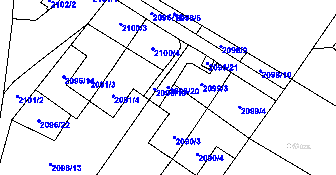 Parcela st. 2096/20 v KÚ Bystřice nad Pernštejnem, Katastrální mapa