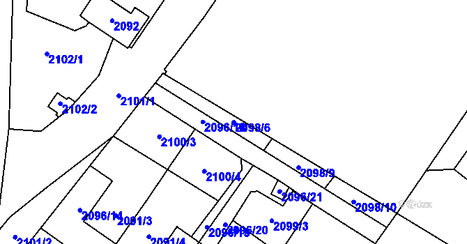 Parcela st. 2098/6 v KÚ Bystřice nad Pernštejnem, Katastrální mapa