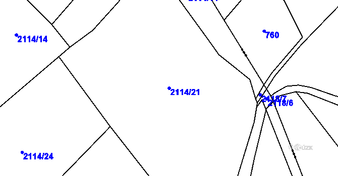 Parcela st. 2114/21 v KÚ Bystřice nad Pernštejnem, Katastrální mapa