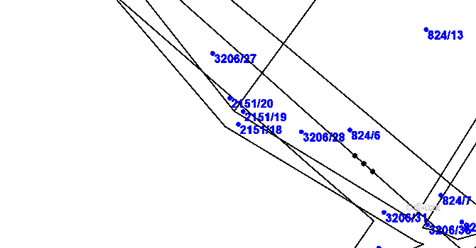 Parcela st. 2151/18 v KÚ Bystřice nad Pernštejnem, Katastrální mapa