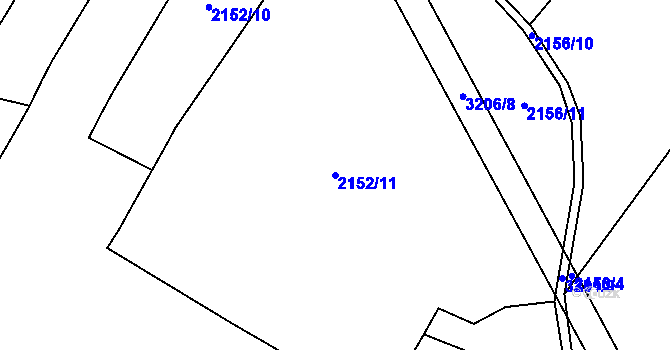 Parcela st. 2152/11 v KÚ Bystřice nad Pernštejnem, Katastrální mapa