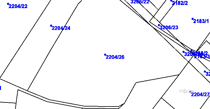 Parcela st. 2204/26 v KÚ Bystřice nad Pernštejnem, Katastrální mapa