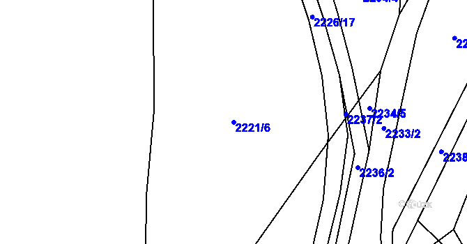 Parcela st. 2221/6 v KÚ Bystřice nad Pernštejnem, Katastrální mapa