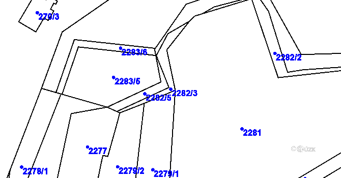 Parcela st. 2282/3 v KÚ Bystřice nad Pernštejnem, Katastrální mapa
