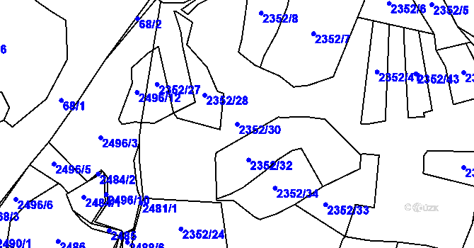 Parcela st. 2352/30 v KÚ Bystřice nad Pernštejnem, Katastrální mapa