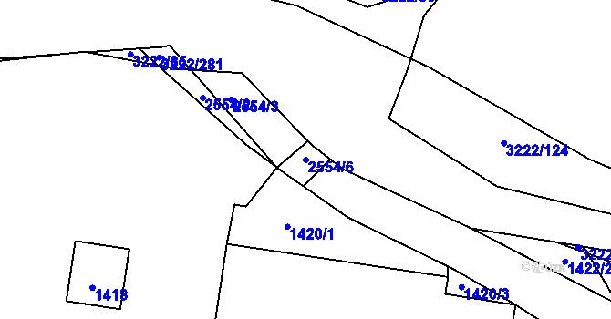 Parcela st. 2554/6 v KÚ Bystřice nad Pernštejnem, Katastrální mapa