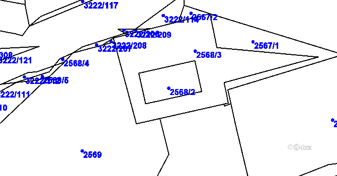 Parcela st. 2568/2 v KÚ Bystřice nad Pernštejnem, Katastrální mapa