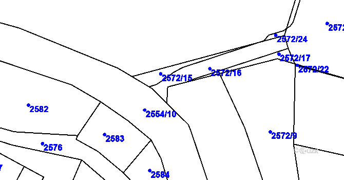 Parcela st. 2572/23 v KÚ Bystřice nad Pernštejnem, Katastrální mapa