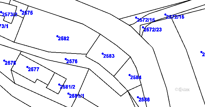 Parcela st. 2583 v KÚ Bystřice nad Pernštejnem, Katastrální mapa