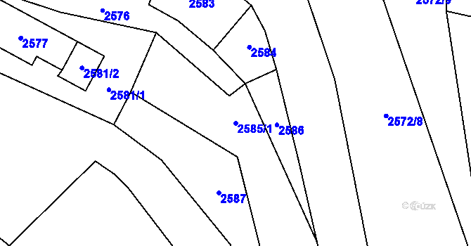 Parcela st. 2585/1 v KÚ Bystřice nad Pernštejnem, Katastrální mapa