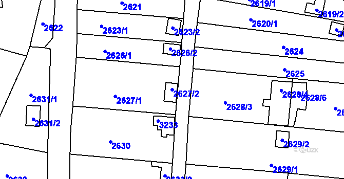 Parcela st. 2627/2 v KÚ Bystřice nad Pernštejnem, Katastrální mapa