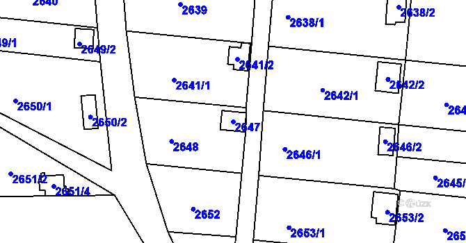 Parcela st. 2647 v KÚ Bystřice nad Pernštejnem, Katastrální mapa