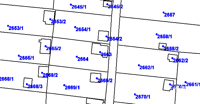 Parcela st. 2663 v KÚ Bystřice nad Pernštejnem, Katastrální mapa