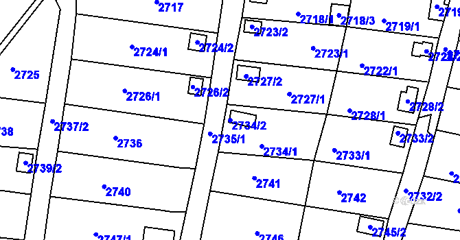 Parcela st. 2734/2 v KÚ Bystřice nad Pernštejnem, Katastrální mapa