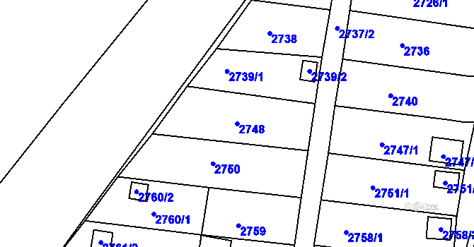 Parcela st. 2748 v KÚ Bystřice nad Pernštejnem, Katastrální mapa