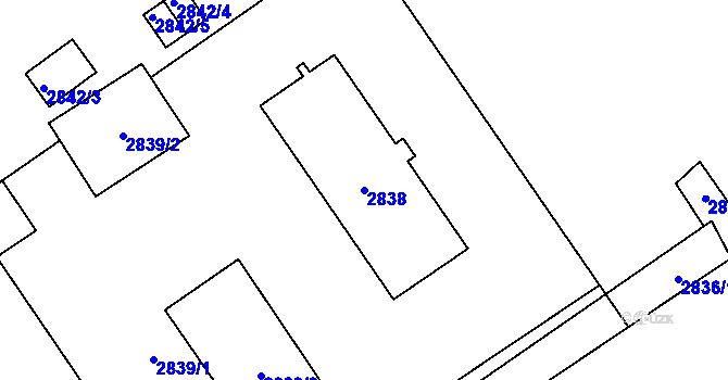Parcela st. 2838 v KÚ Bystřice nad Pernštejnem, Katastrální mapa