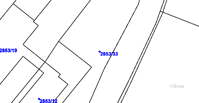 Parcela st. 2853/33 v KÚ Bystřice nad Pernštejnem, Katastrální mapa