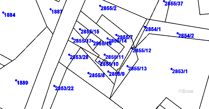 Parcela st. 2855/11 v KÚ Bystřice nad Pernštejnem, Katastrální mapa