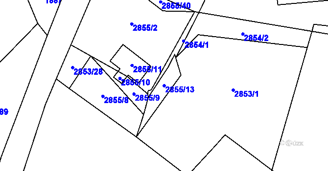 Parcela st. 2855/13 v KÚ Bystřice nad Pernštejnem, Katastrální mapa