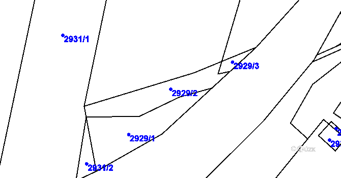 Parcela st. 2929/2 v KÚ Bystřice nad Pernštejnem, Katastrální mapa