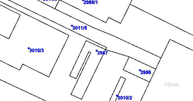Parcela st. 2987 v KÚ Bystřice nad Pernštejnem, Katastrální mapa