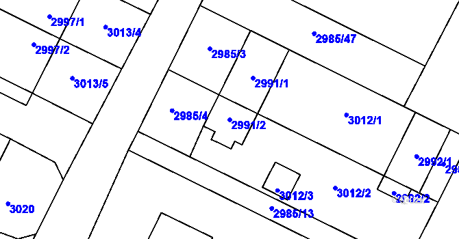 Parcela st. 2991/2 v KÚ Bystřice nad Pernštejnem, Katastrální mapa