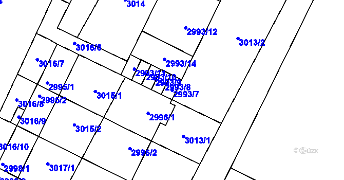 Parcela st. 2993/7 v KÚ Bystřice nad Pernštejnem, Katastrální mapa