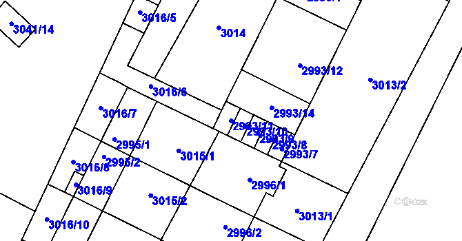 Parcela st. 2993/11 v KÚ Bystřice nad Pernštejnem, Katastrální mapa