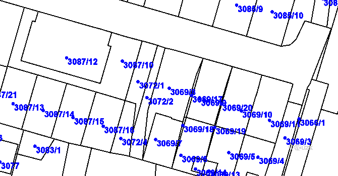 Parcela st. 3069/8 v KÚ Bystřice nad Pernštejnem, Katastrální mapa