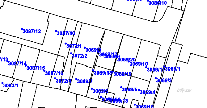 Parcela st. 3069/9 v KÚ Bystřice nad Pernštejnem, Katastrální mapa